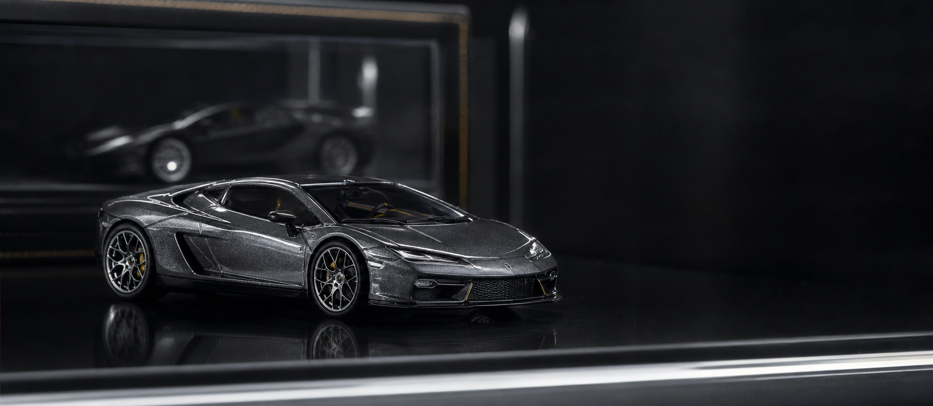 Premium 1/64 die-cast model on a black display stand